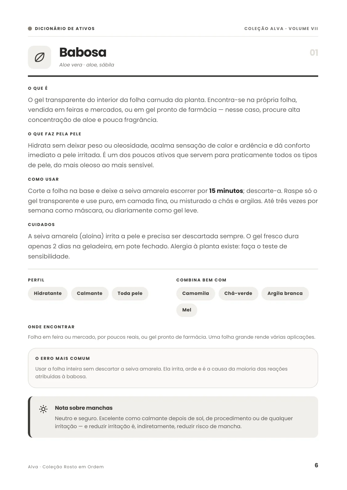 Ficha prática da babosa
